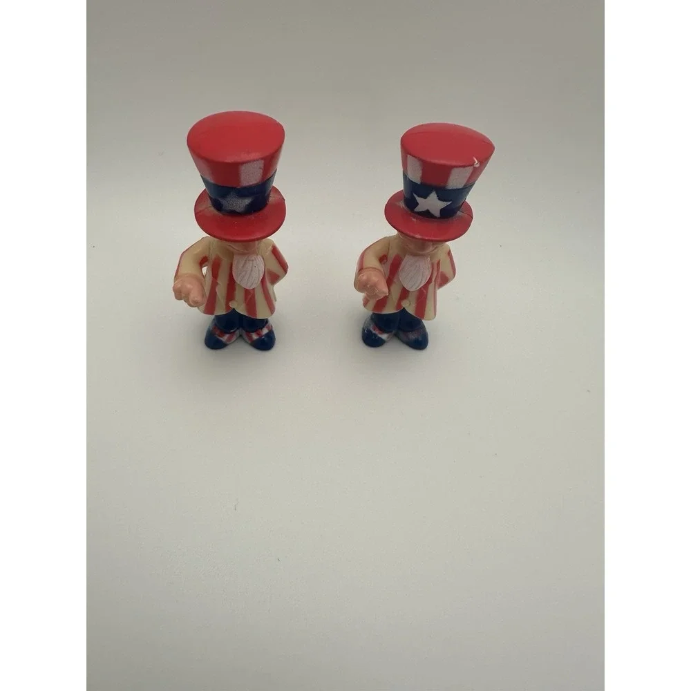 2 Vintage Wilton Patriotic Cake Topper  4th of July Uncle Sam Bobbleheads